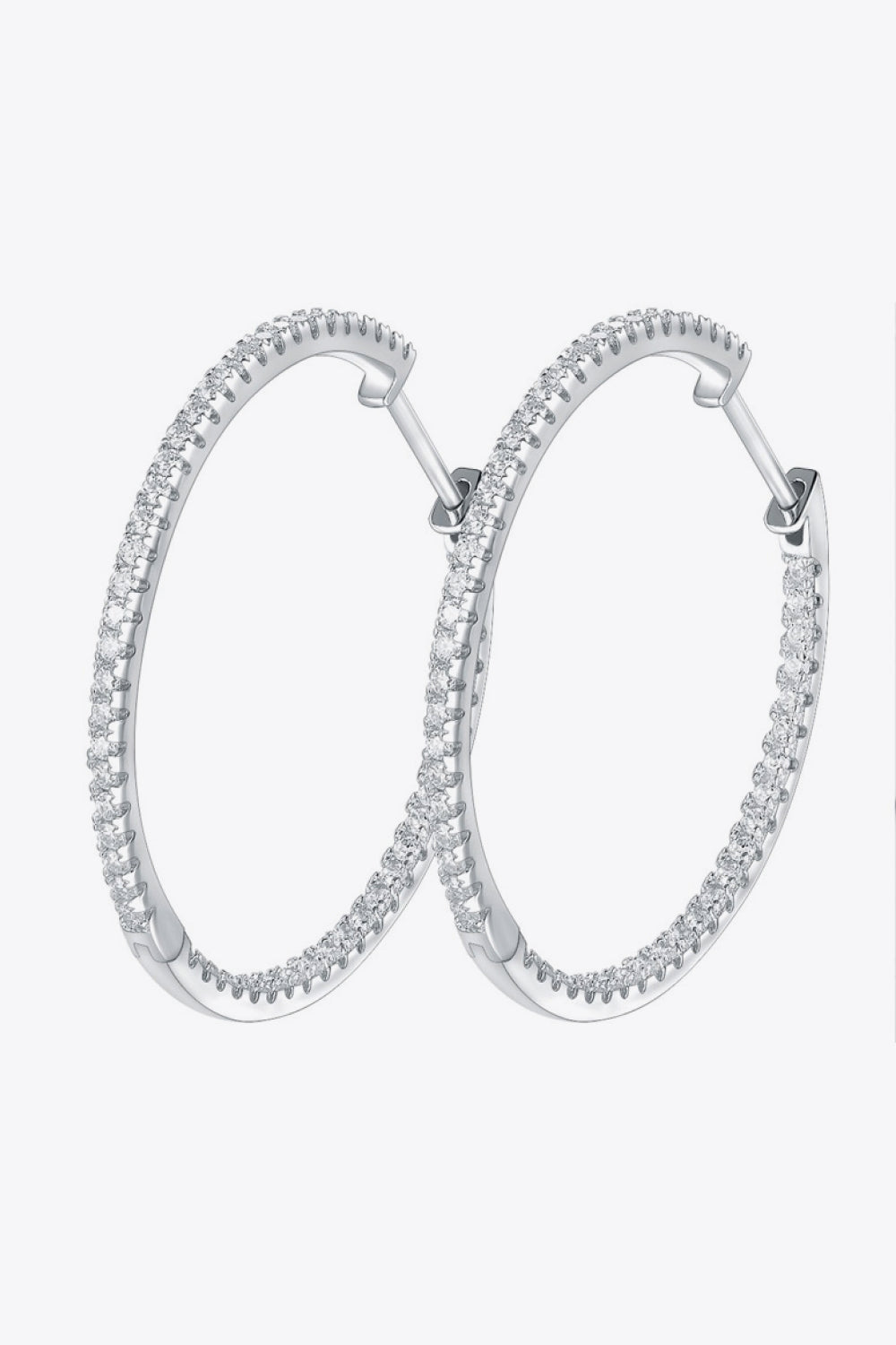 Adored Inlaid Sparkala™ 925 Sterling Silver Hoop Earrings (Platinum-Plated Fine Silver)