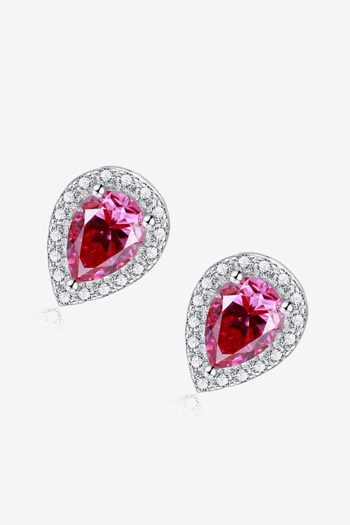 2 Carat Sparkala™ Teardrop Stud Earrings in Rose (Platinum-Plated Fine Silver)