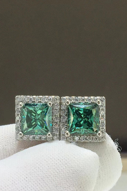 2 Carat Sparkala™ Square Stud Earrings (Platinum-Plated Fine Silver)