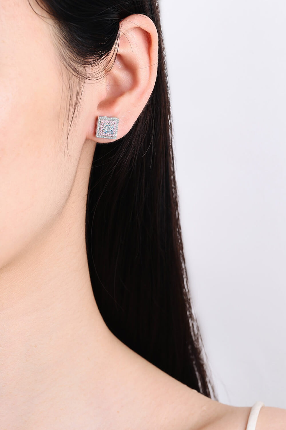 Sparkala™ Square Stud Earrings (Platinum-Plated Fine Silver)