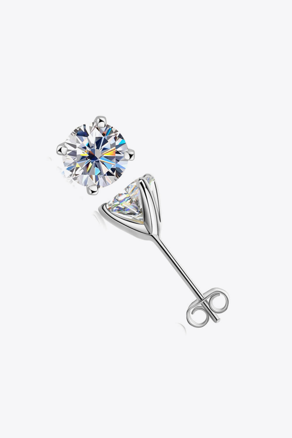1 Carat Sparkala™ 4-Prong Stud Earrings (Platinum-Plated Fine Silver)