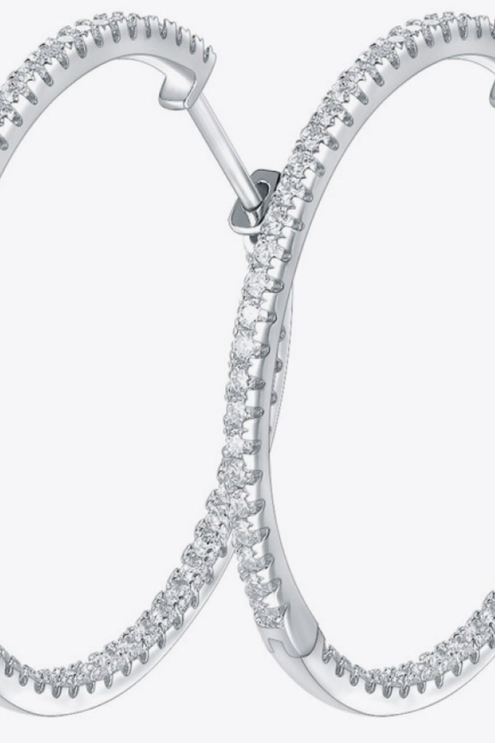 Adored Inlaid Sparkala™ 925 Sterling Silver Hoop Earrings (Platinum-Plated Fine Silver)