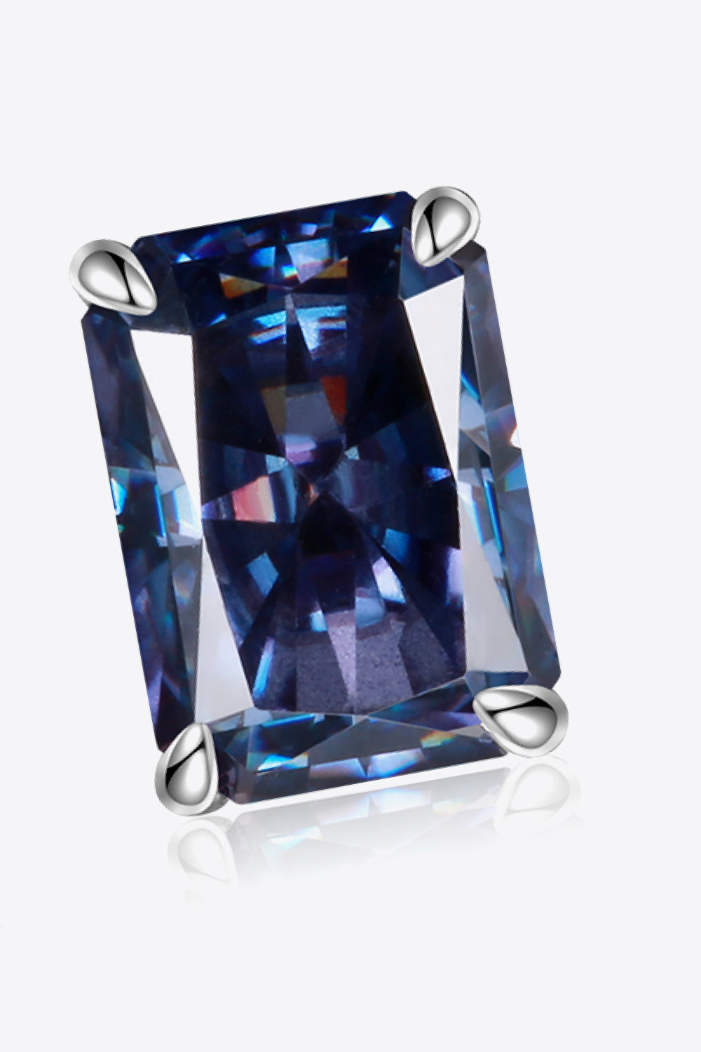 2 Carat Rectangle Sparkala™ 4-Prong Stud Earrings (Platinum-Plated Fine Silver)